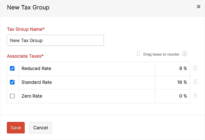 Configuración de un grupo de impuestos en Zoho Inventory edición México con IVA del 16% y del 8%